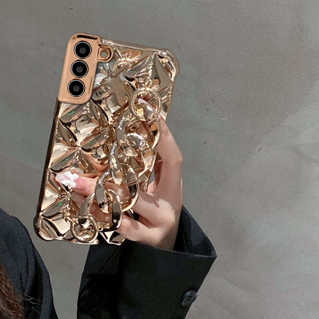 3D Rhombus Pattern Electroplating Chain Case - Samsung - view 2