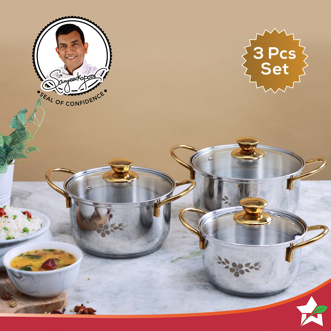 Wonderchef Renewed Gold Stanton Stainless Steel 3 - view 5