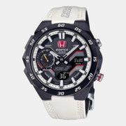 Casio Edifice Men Quartz Black Dial Chronograph Leather Watch ED607