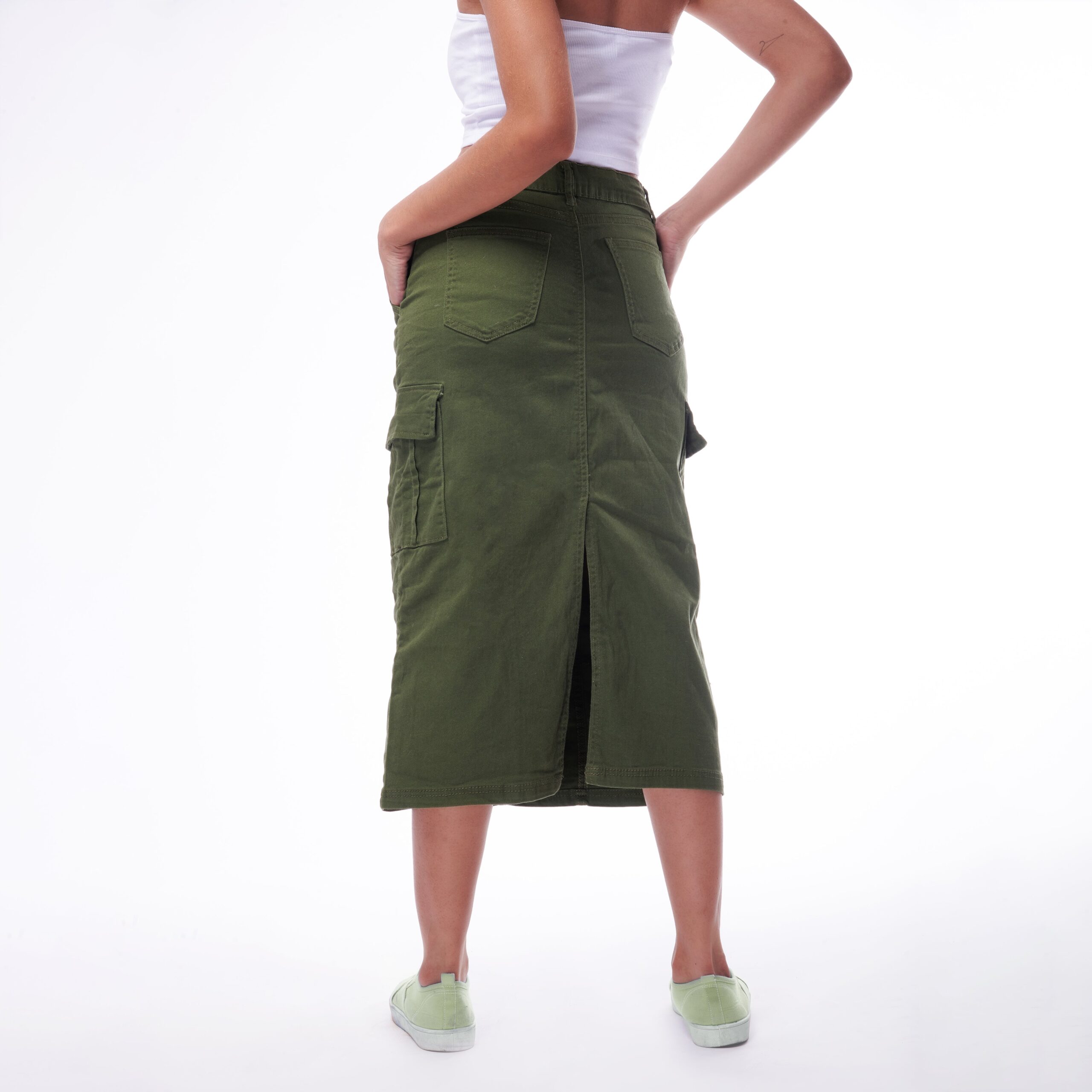 Normore Denim Cargo Skirt – Green - view 3