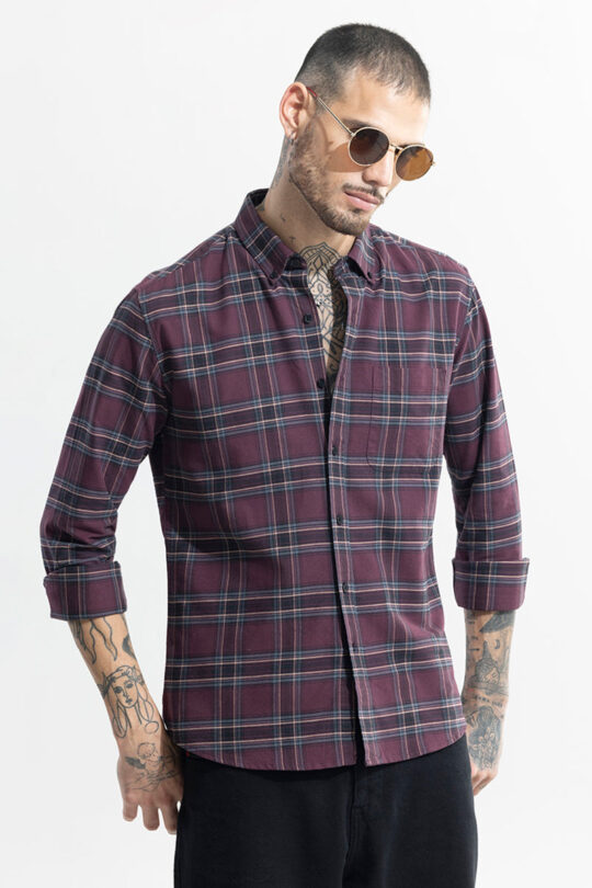 SNITCH Window Twist Purple Checks Shirt