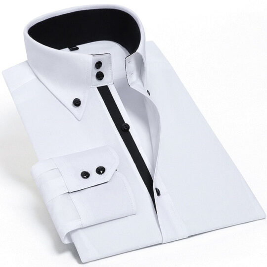 Casual Long Sleeve Slim-Fit Hand Sewing Men's Shirts..