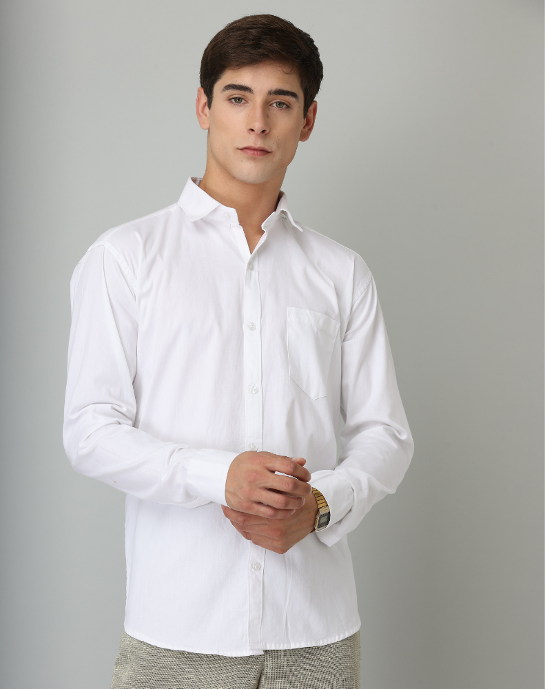 BlackTree Frankshirt White Solid Tailored Fit Cotton Casual Shirt for Man - view 4