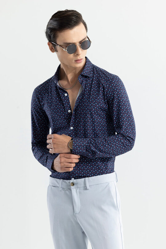SNITCH EasyFlex Flora Motif Shirt – Blue