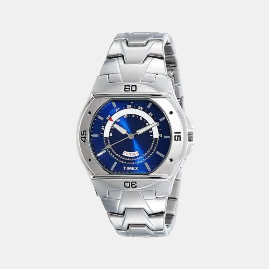 Timex Fashion Men Quartz Blue Dial Analog Stainless Steel Watch TW000EL08