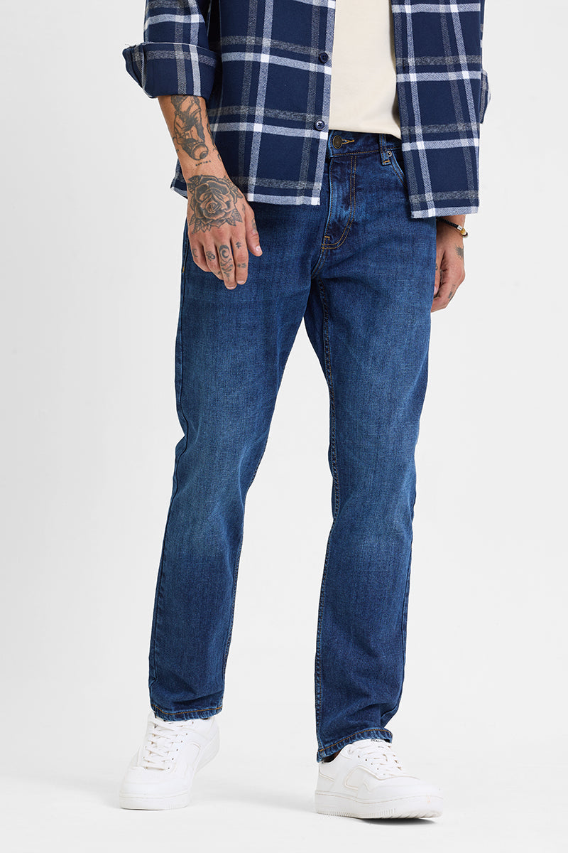 SNITCH Dark Blue Regular Fit Jeans - view 6
