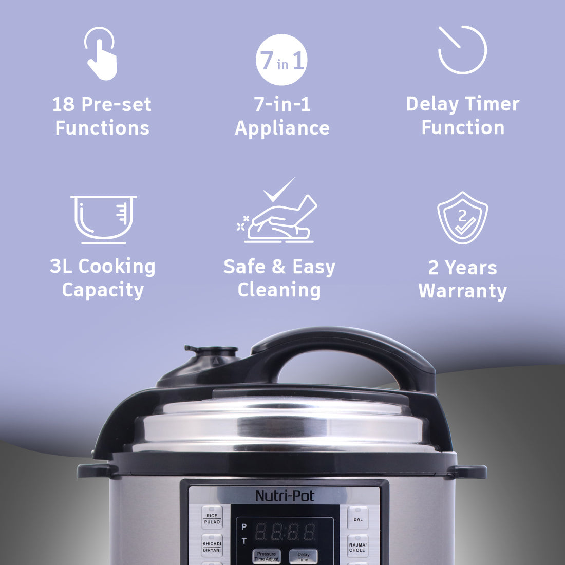 Wonderchef Renewed Nutri-Pot | 3L | Electric Pressure Cooker with 7-in-1 Functions - view 6