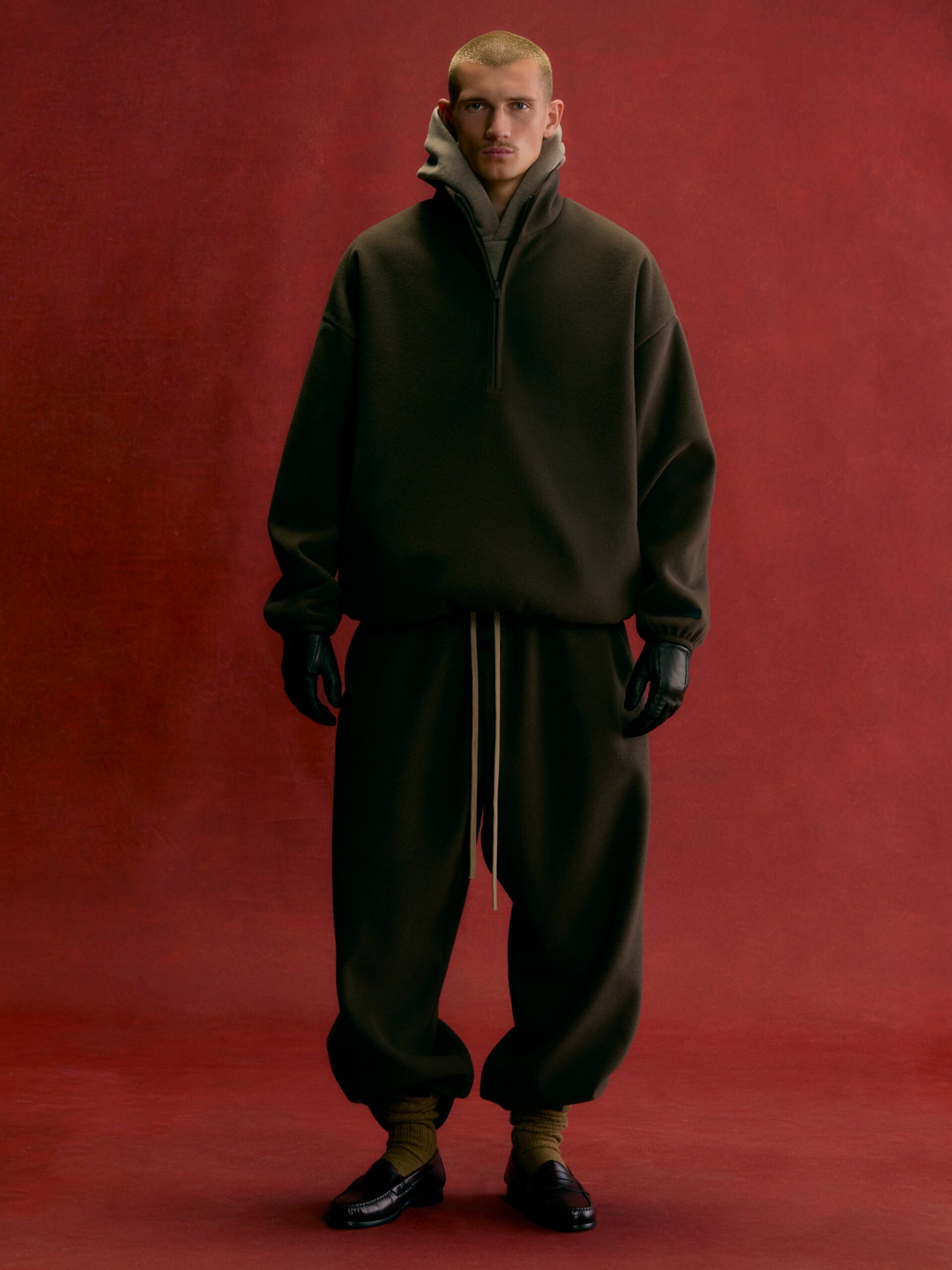 ESSENTIALS Brushed Half Zip Pullover – Black - view 3