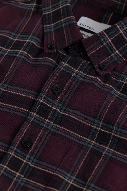 SNITCH Window Twist Purple Checks Shirt - view 2