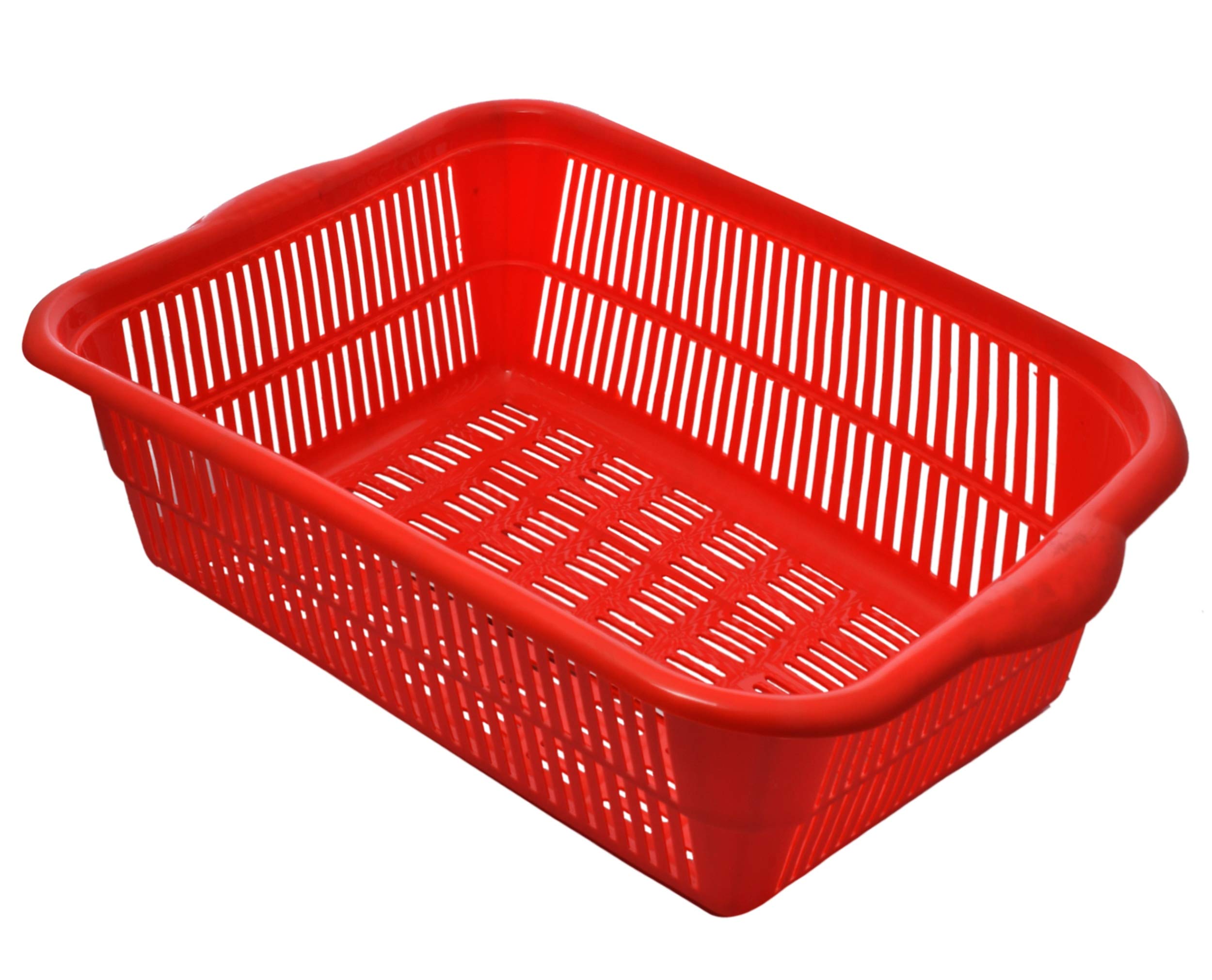 Kuber Industries 2 Pieces Plastic Kitchen Dish Rack Drainer Vegetables and Fruits Basket Dish Rack Multipurpose Organizers,Large Size,Blue & Red - view 4