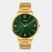 Timex Fashion Men Quartz Green Dial Analog Stainless Steel Watch TW0TG8027