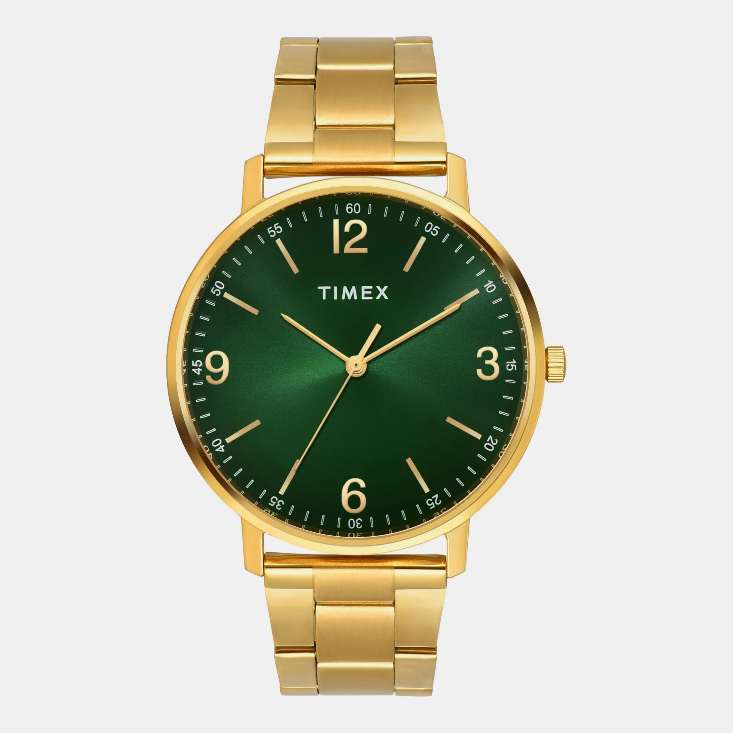 Timex Fashion Men Quartz Green Dial Analog Stainless Steel Watch TW0TG8027