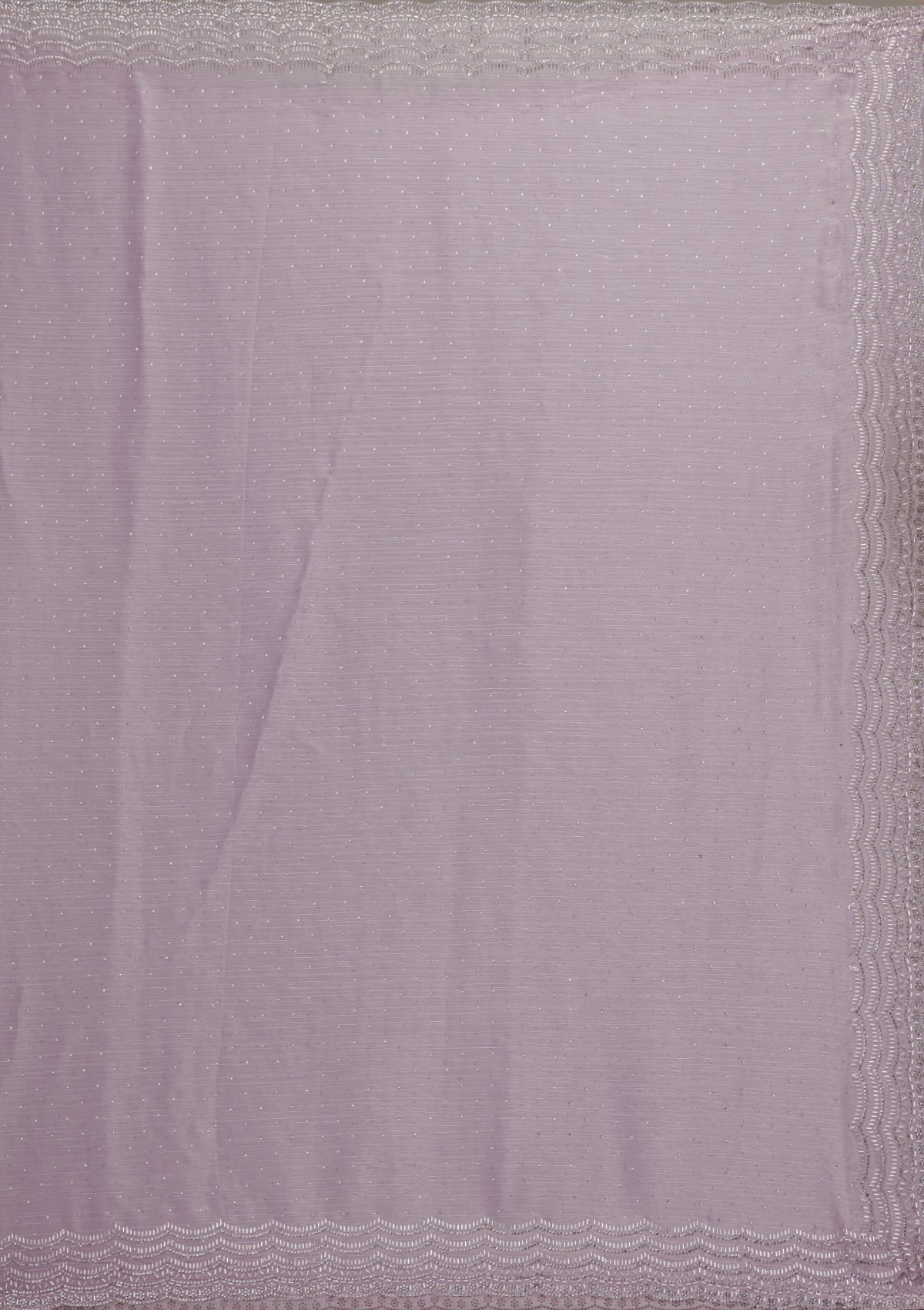 Koskii Lavender Stonework Chiffon Saree – Women's - view 9