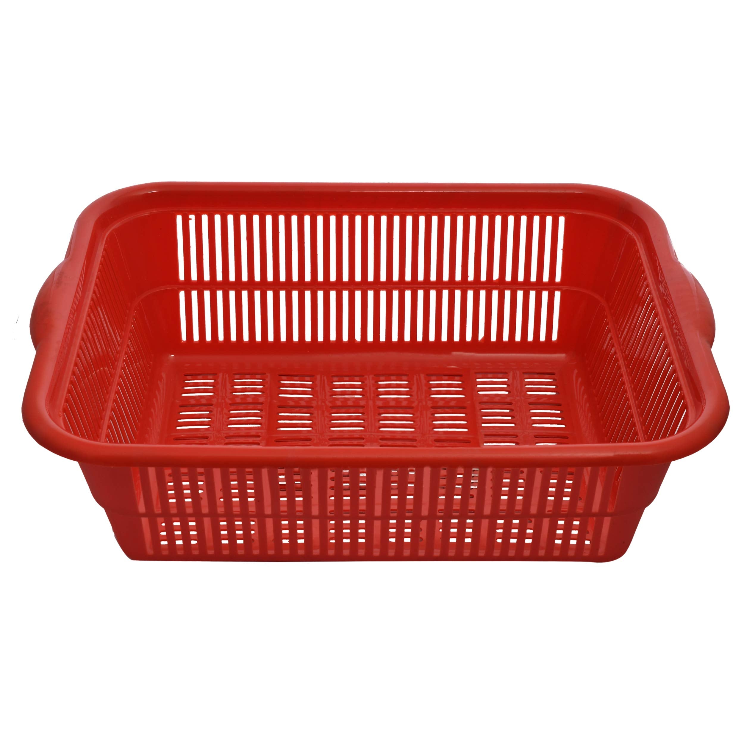 Kuber Industries 2 Pieces Plastic Kitchen Dish Rack Drainer Vegetables and Fruits Basket Dish Rack Multipurpose Organizers,Large Size,Blue & Red - view 6