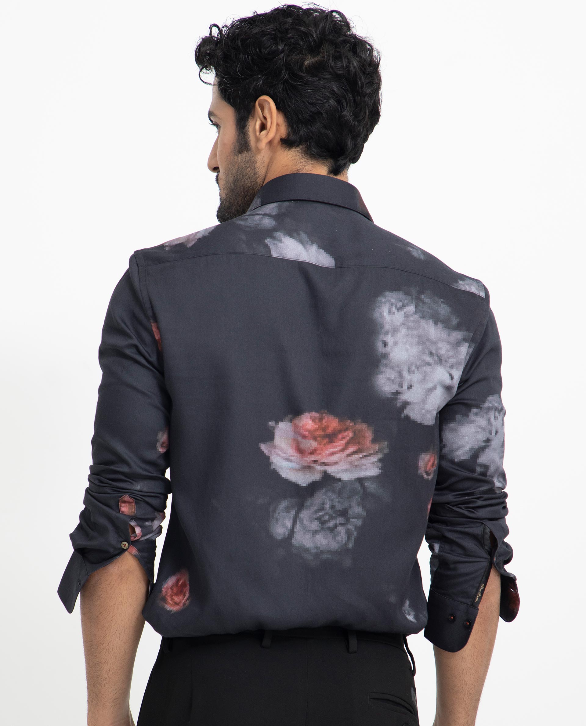 Rare Rabbit Men's Tulson Black Cotton Modal Fabric Floral Print Full Sleeves Shirt - view 11