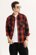 SNITCH Square Grid Red Checks Shirt