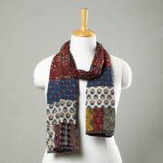 STOLES & SCARVES Multicolor - Patchwork Cotton Stole in Ajrakh Block Prints 42