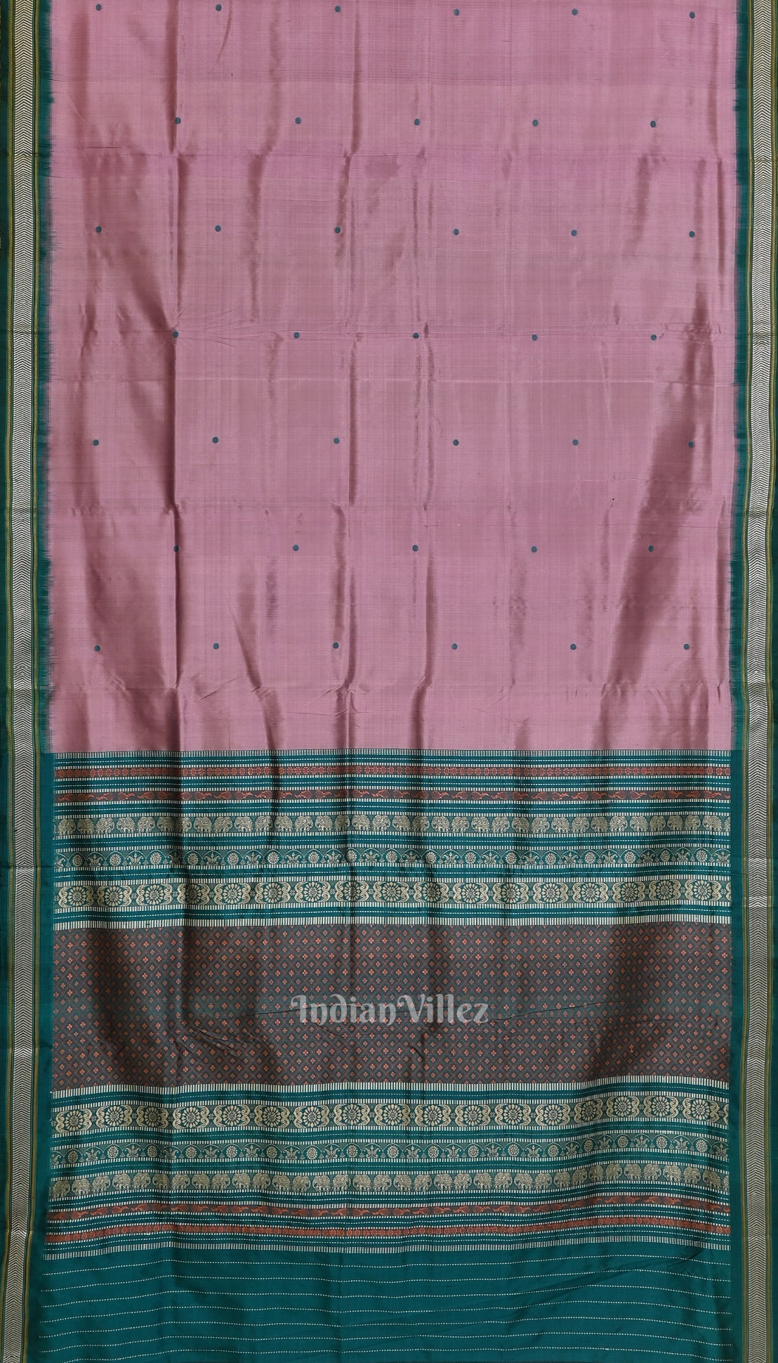 IndianVillèz Onion with Green Odisha Handloom Siminoi Silk Saree - view 2