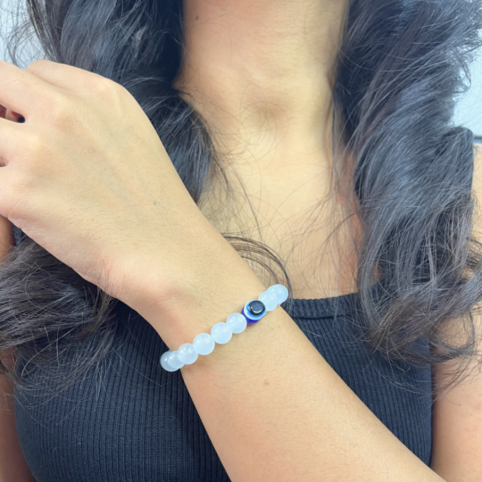 brantashop Evil Eye Aquamarine Wish Bracelet For Women
