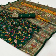 Green sarees – BlackTree green-floral-foil-printed-tussar-silk-saree