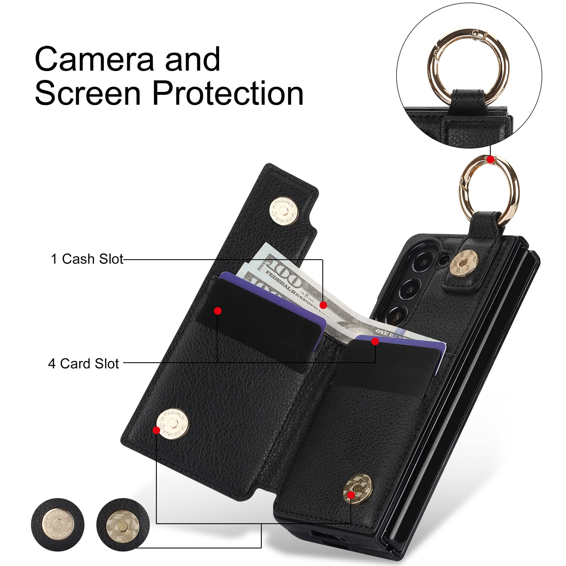 Million Cases Galaxy Z Fold6 Elegant Ring Buckle Leather Wallet Case - view 6
