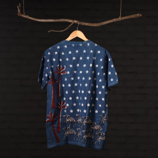 BINDAAS UNLIMITED Blue - Bindaas Natural Dyed Art Block Print Round Neck T-shirt in Pure Cotton - view 2