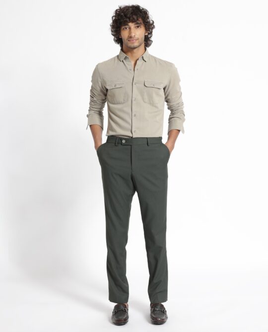 Rare Rabbit Men's Lipton Light Grey Cotton Fabric Full Sleeves Twill Shirt - view 2