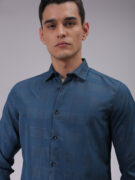 The Indian Garage Co Men's Teal Slim Fit Solid Shirt