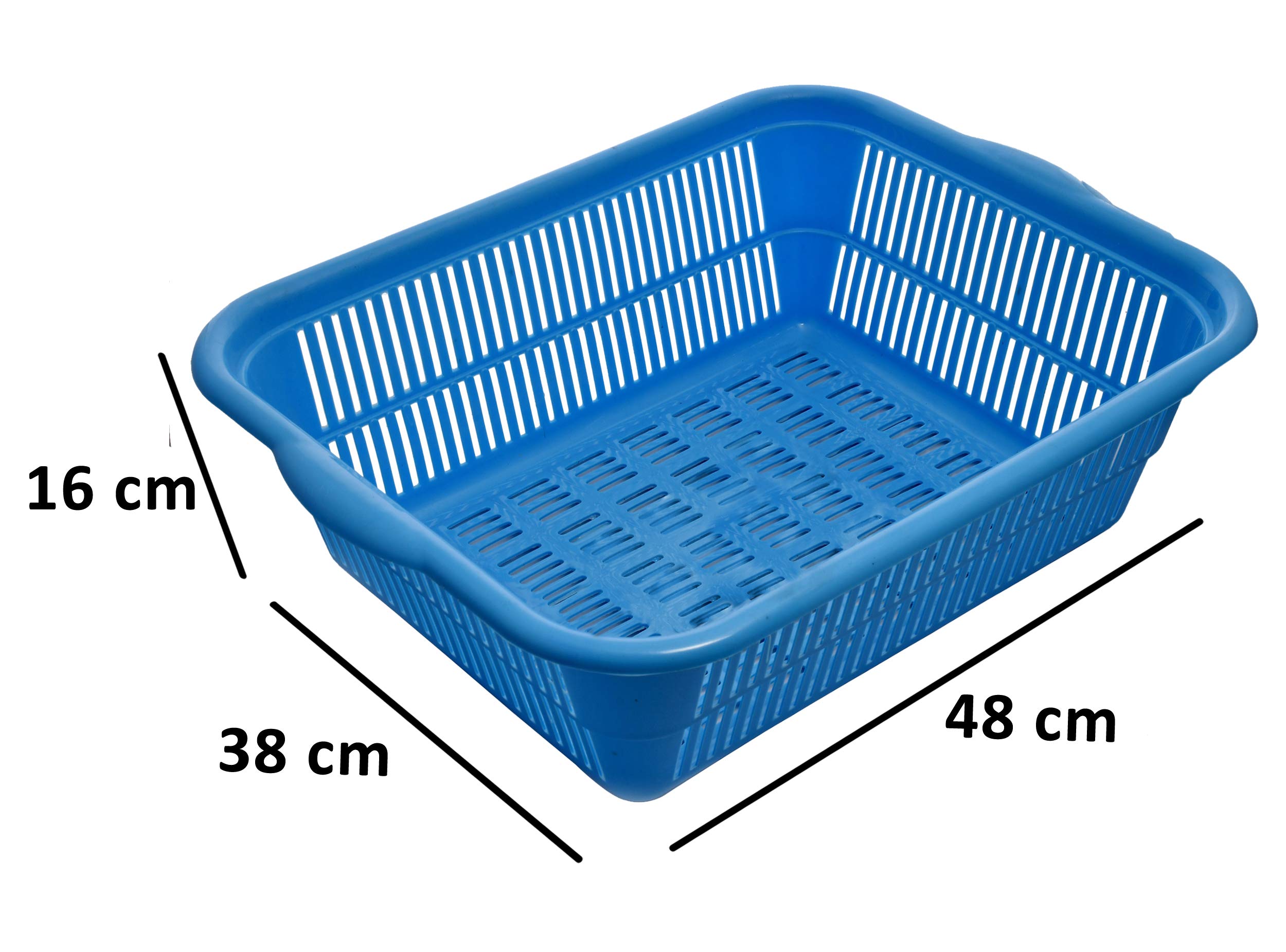 Kuber Industries 2 Pieces Plastic Kitchen Dish Rack Drainer Vegetables and Fruits Basket Dish Rack Multipurpose Organizers,Large Size,Blue & Red - view 5
