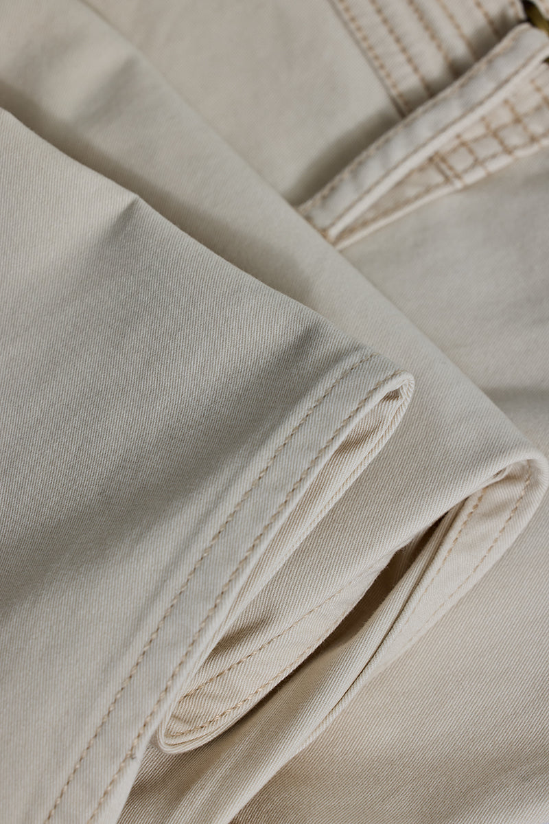 SNITCH Off White Slim Fit Cargo Pants - view 8