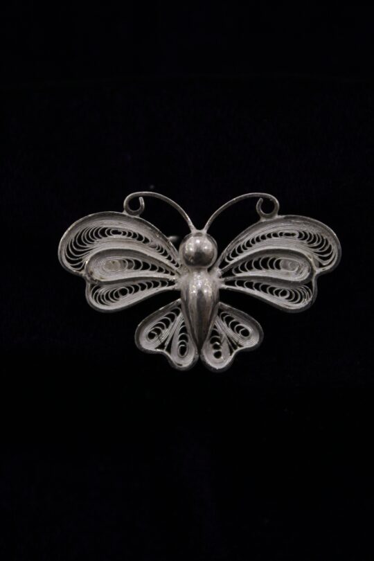 Indianvillez Butterfly Designer Silver Filigree Saree Pin - view 2