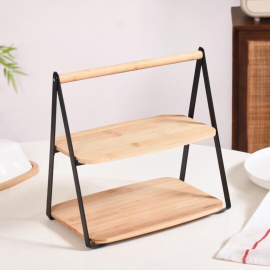 Nestasia Foldable 2 Tier Wooden Storage Rack - view 2