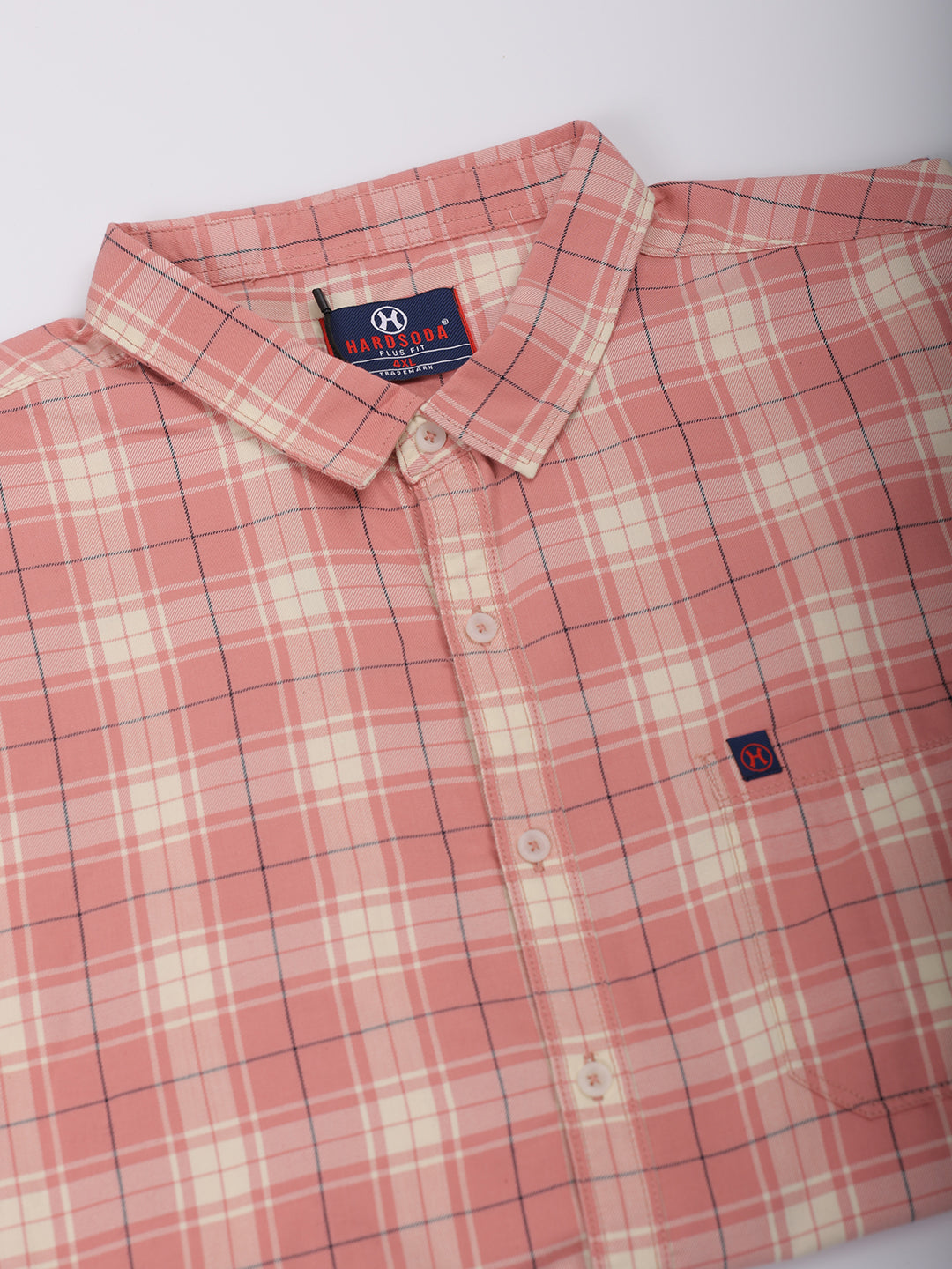 HARDSODA Men's Plus Size Pink Regular Fit Checked Casual Shirt - view 7