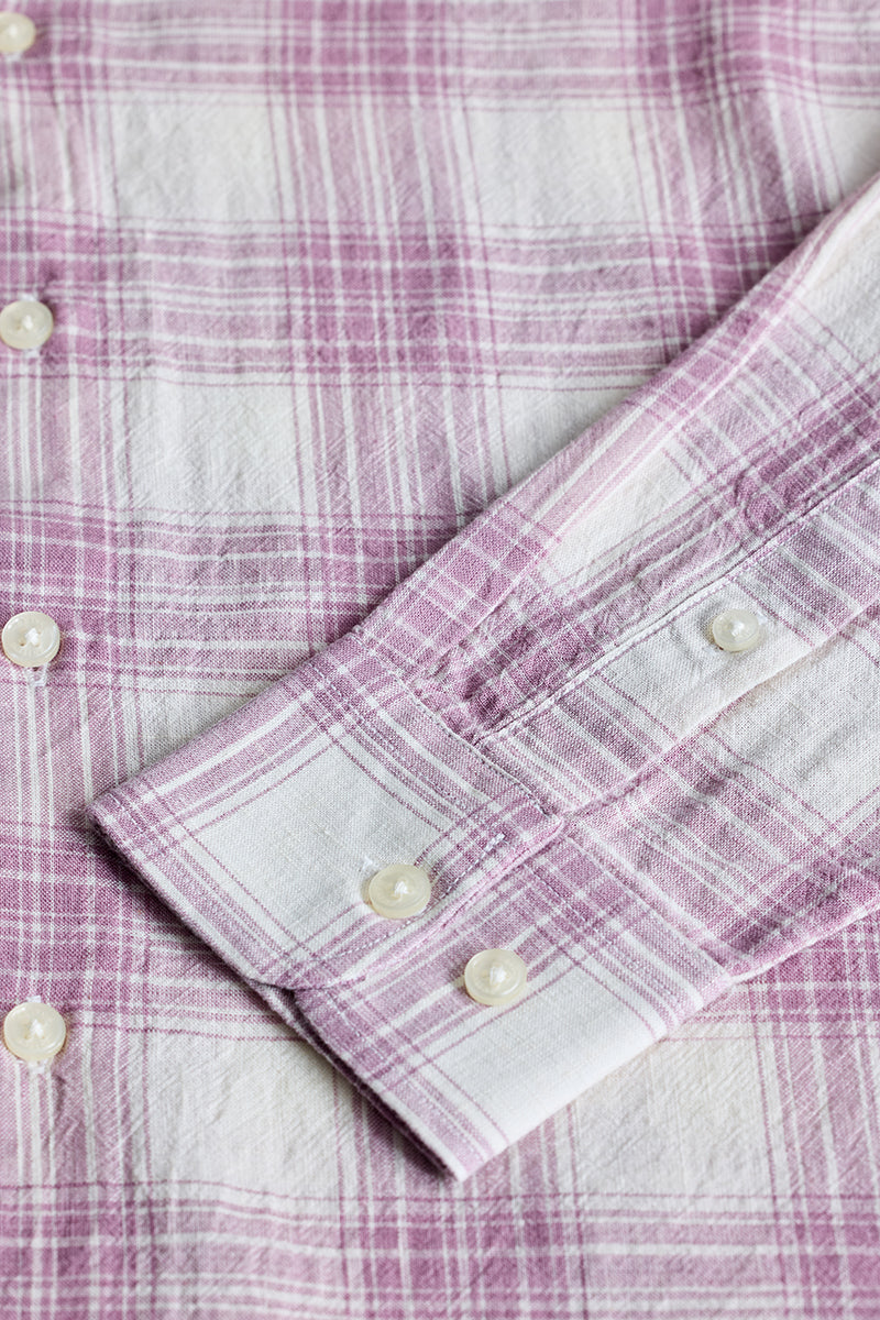 SNITCH Lilac Checks Linen Blend Shirt - view 7