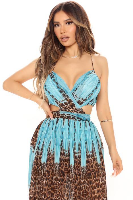 BlackTree Noemi Sleeveless Maxi Dress - Aqua/Combo.