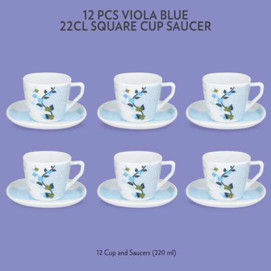 My Borosil Larah by Borosil Viola Blue Square Cup n Saucer Set