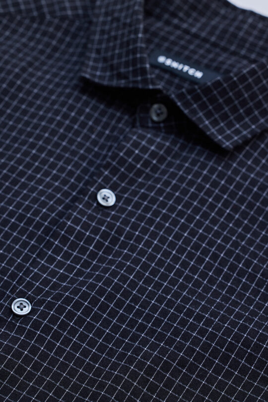 SNITCH Black Mini Checks Slim Fit Shirt - view 2