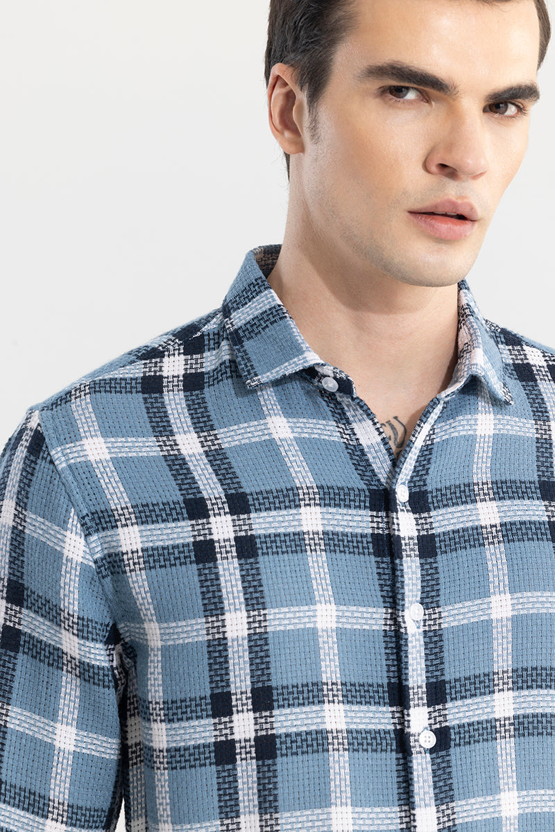 SNITCH Gridline Blue Checks Shirt - view 6