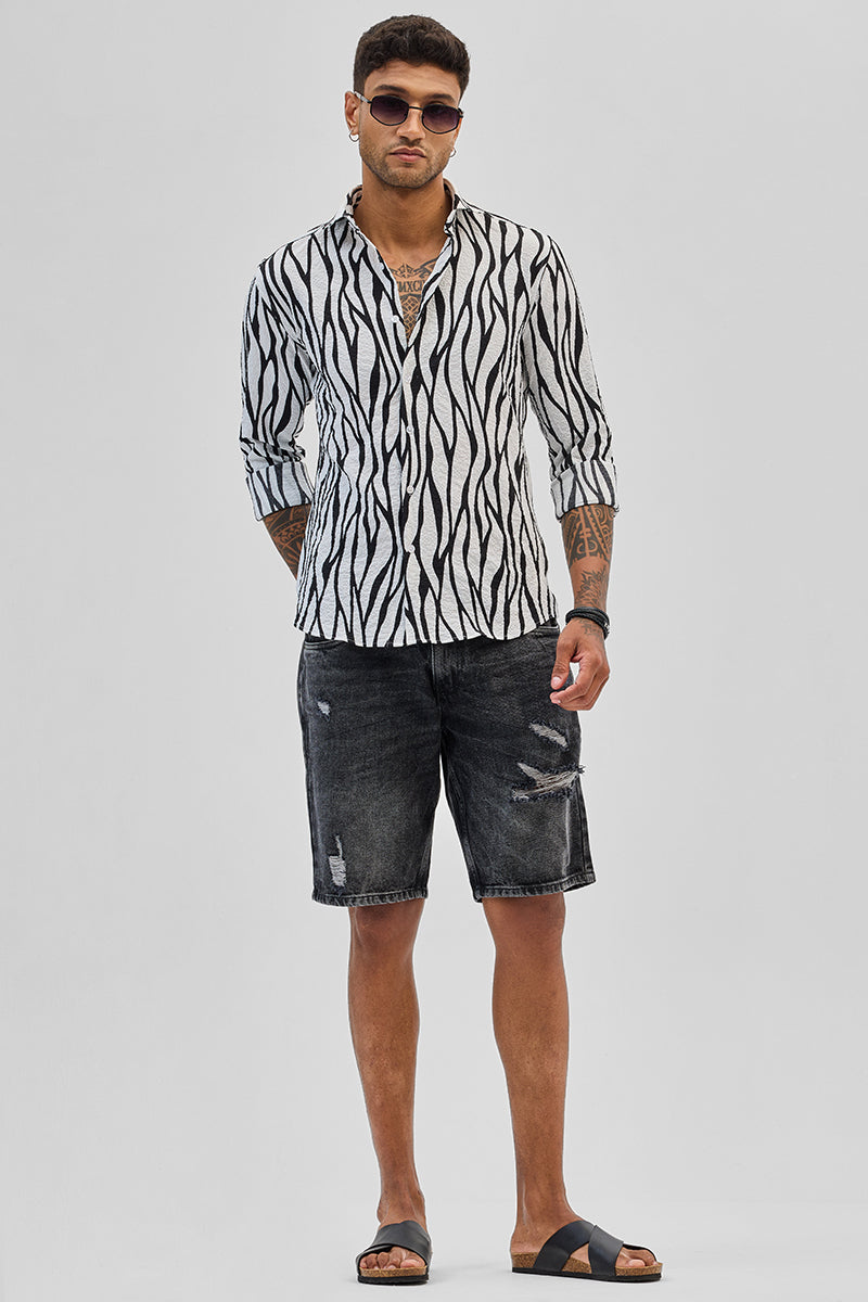 SNITCH White Abstract Printed Shirt - view 3