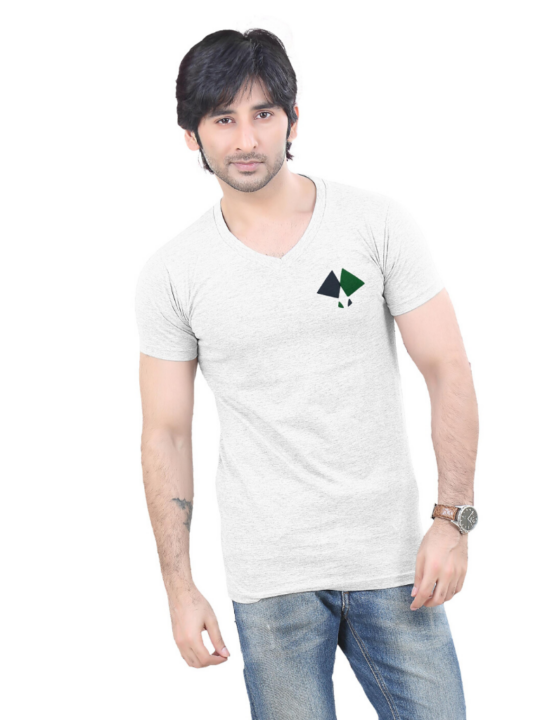 BlackTree Whitesmoke V-neck T-shirt For Men's. - WHITESMOKE V-NECK T-SHIRT FOR MEN'S..