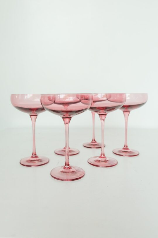 Estelle Colored Glass Estelle Colored Champagne Coupe Stemware - Set of 6 {Rose} - view 2