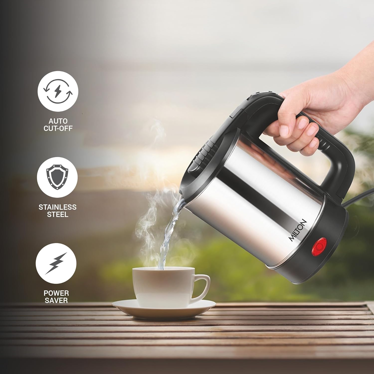 Electric Travel Kettle (Milton) – Silver - view 5