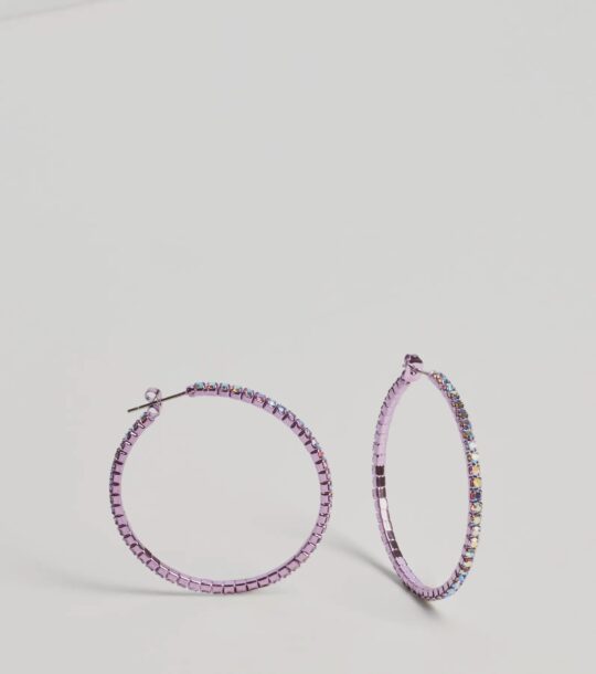 Windsor Glam Impression Rhinestone Hoop Earrings