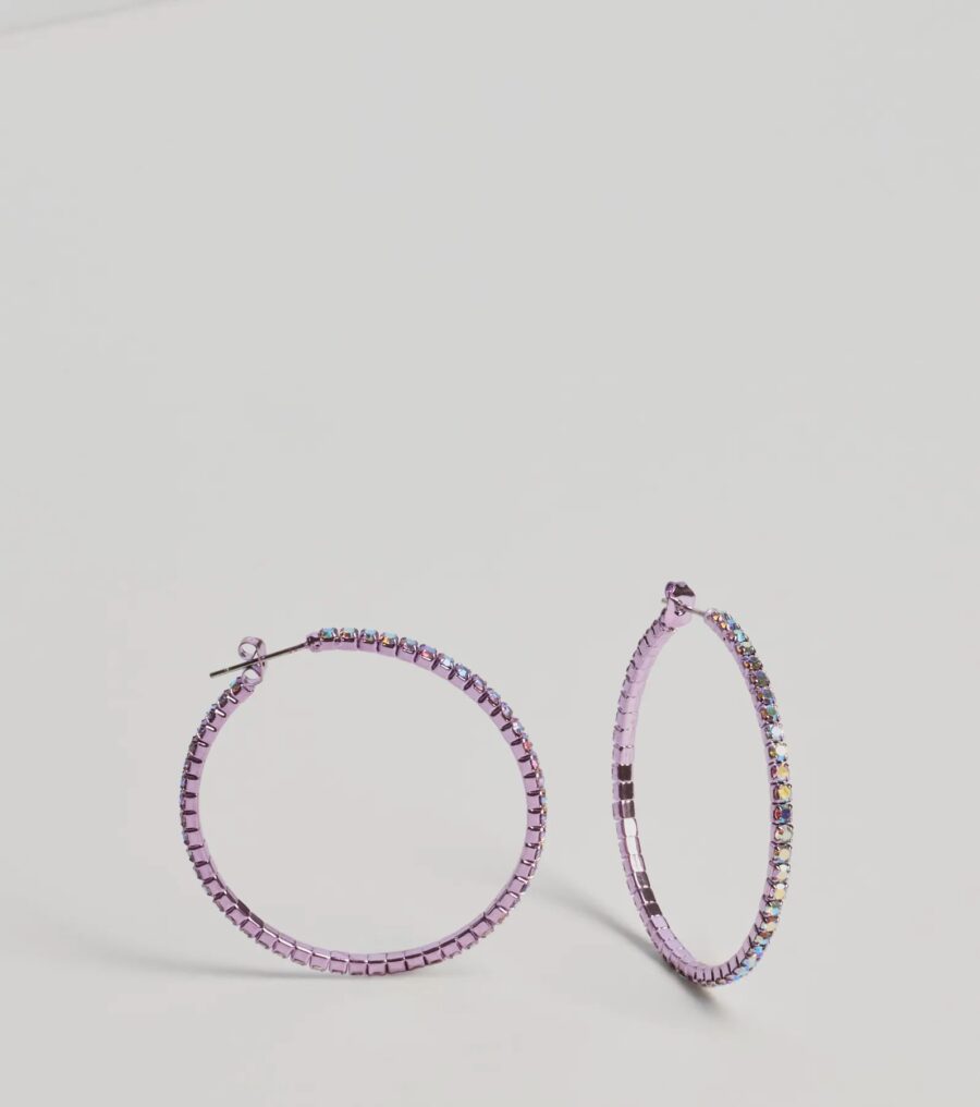 Windsor Glam Impression Rhinestone Hoop Earrings
