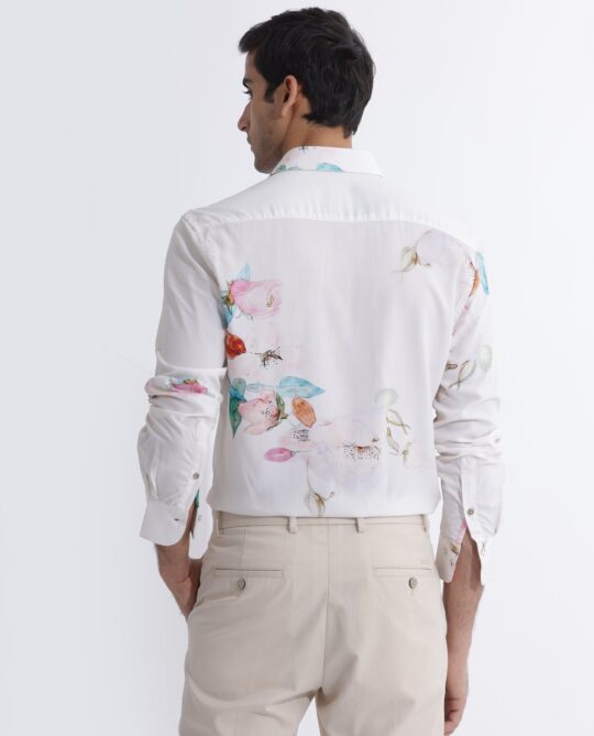 Rare Rabbit Men's Laura Light Pink Viscose Fabric Floral Print Full Sleeves Shirt - view 2