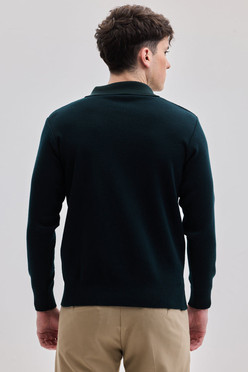 SNITCH Dark Green Knitted Polo Sweater - view 6