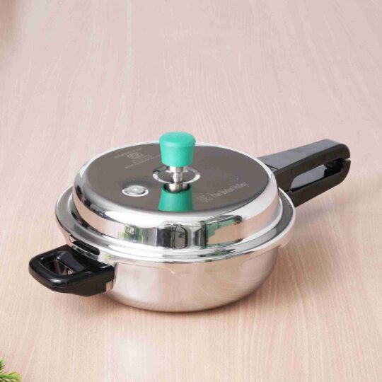 The Indus Valley RapidCuk Tri-ply Stainless Steel 2-in-1 Pressure Cooker+ Frypan, Wide Shape, Premium Quality, 3 Layer Thick Body, Heavy Bottom, 100%