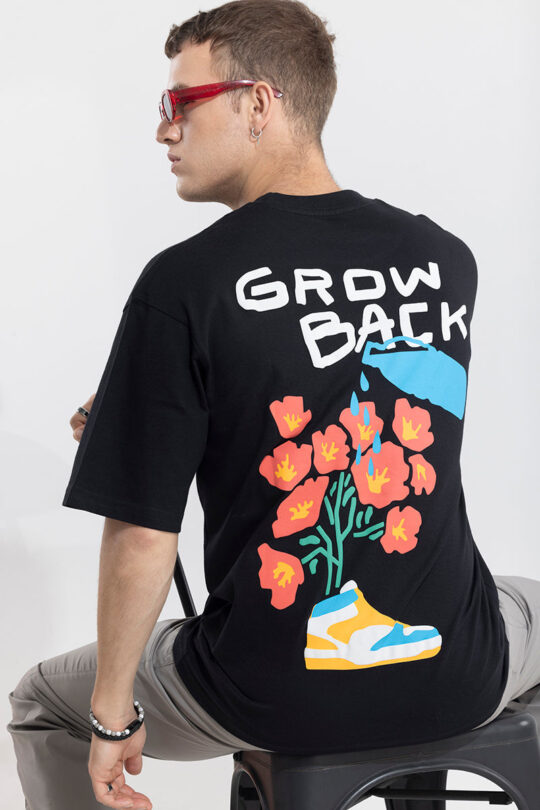 SNITCH Grow Back Black Oversized T-Shirt