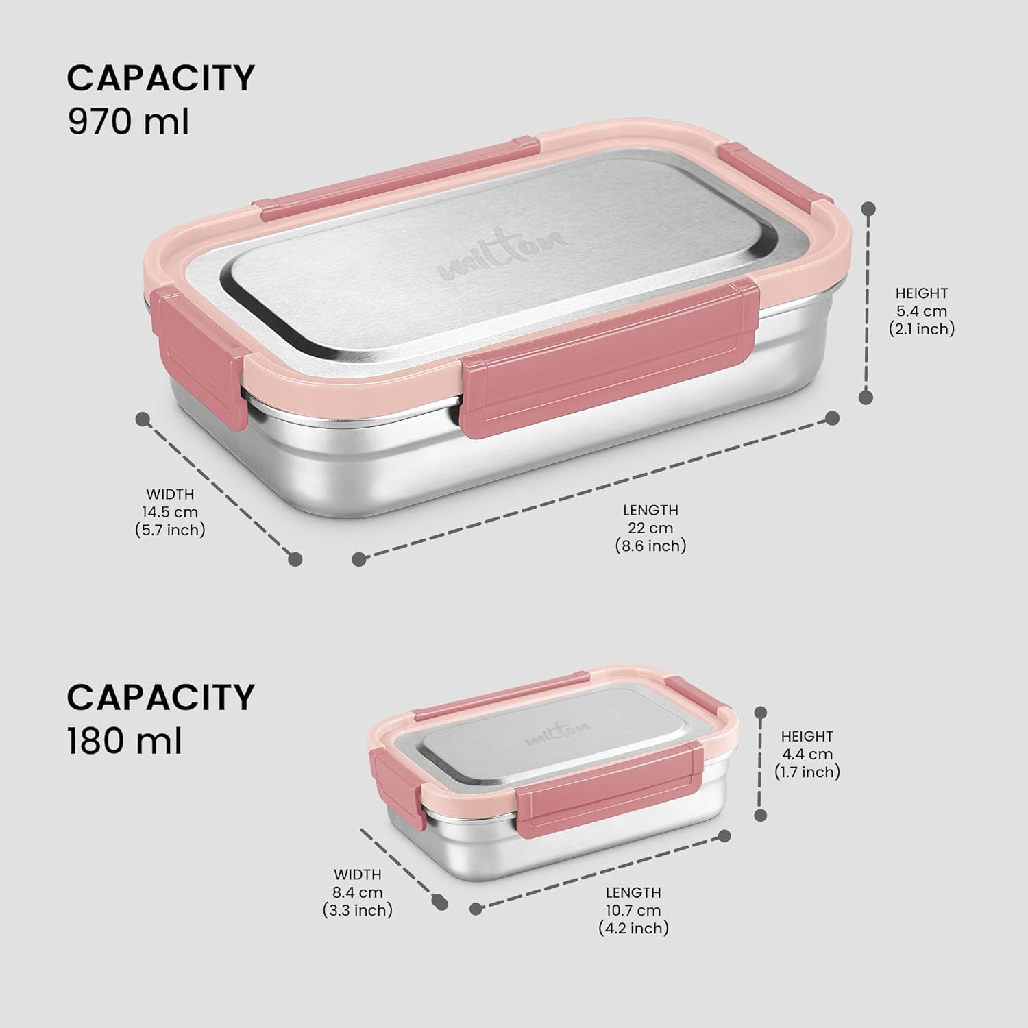 Milton Home Meal Stainless Steel Airtight Leak Proof Lunch Box | Set of 2 - view 14