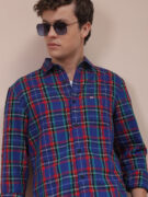 The Indian Garage Co Men's Purple Slim Fit Checked Shirt